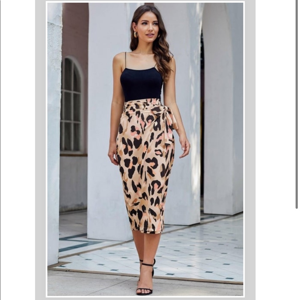Leopard Print Wrap Skirt